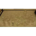 A COLLECTION OF GLASS TO INCLUDE; WINE GLASSES, SHERRY GLASSES, SMALL GLASS DESSERT BOWLS AND A