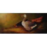 J. McINTYRE (19th CENTURY) PAIR OF OIL PAINTINGS ON BOARD Poultry in barnyards Signed 4 1/2" x