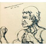 NORMAN McDONALD (20th CENTURY) THREE INK DRAWINGS 'Boxer' Signed and dated (19)72 6 1/4" x 7" (16