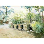 IVOR LEWIS WATERCOLOUR DRAWING 'Lowhouse Beck Ford, in Bowness' Signed 9" x 12 1/2" (23cm x 32cm)