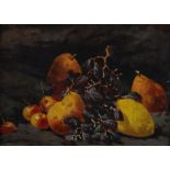 T.C. (LATE 19th.EARLY 20th CENTURY) PAIR OF OIL PAINTINGS ON BOARD Still life studies, fruit on