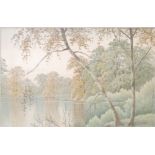 NEVIL (20TH CENTURY) WATERCOLOUR A wooded lake scene, signed lower right 10 1/2" x 16" (26.5cm x