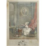 AFTER PIERRE-ANTOINNE BOUDOUIN BY NICHOLAS de LAUNAY (1739-1792) PAIR OF HAND COLOURED ENGRAVINGS