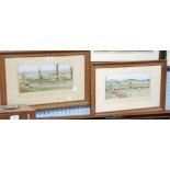 AFTER CECIL ALDIN PAIR OF COLOUR PRINT REPRODUCTIONS HUNTING SCENES 6" X 12" FRAMED AND GLAZED (2)