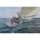 C. NAPIER HENEY (1912) COLOUR PRINT REPRODUCTION Day boat under full sail on a windy day 21" x