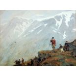 AFTER A. HEATON COOPER COLOUR PRINT 'The Coniston Hunt above Redscrees 1920' 7 1/2" x 9 1/2" (19cm x