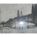 MICHAEL McVEIGH (1957) DRY POINT ETCHING Edinburgh street scene signed and numbered 8/9 7 1/2" x