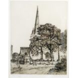 W. BANKS ETCHING Sefton Church West signed and dated 1929 9" x 7" (22.9cm x 17.8cm)