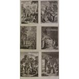 WILLIAM HOGARTH (1697-1764) COPPER PLATE ENGRAVINGS, A SUITE OF SIX ON THREE SHEETS Don Quixote,