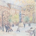 •HAROLD RILEY ARTIST SIGNED COLOUR PRINT 'The Square', Lincoln Square off Albert Square,