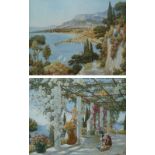 AFTER F. MARRIOTT PAIR OF COLOUR PRINTS Italian lake scenes 15" x 19" (38.1cm x 48.3cm)