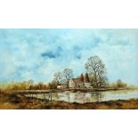 L. GOODCHILD (Twentieth Century ) OIL PAINTING ON CANVAS River scene with building on the far