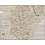 EMANUEL BOWEN (1694 - 1767) COPPER PLATE ENGRAVED COUNTY MAP OF WILTSHIRE with old hand colouring,