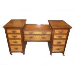 THOMAS TURNER, MANCHESTER. A DISTRESSED OAK DRESSING TABLE LACKING MIRRORED BACK. LENGTH 149CM.