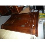 LATE GEORGIAN MAHOGANY LARGE FLAT FRONTED CORNER CUPBOARD, the moulded cornice above a pair of