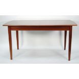 HEALS ROSEWOOD EXTENDING DINING TABLE AND SET OF EIGHT SINGLE DINING CHAIRS, the table with shaped