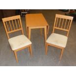 A PAIR OF BEECHWOOD KITCHEN CHAIRS AND TABLE AND A LLOYD LOOM TUB CHAIR (4)