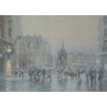 BOB RICHARDSON ARTIST SIGNED LIMITED EDITION COLOUR PRINT Rainy Day in Albert Square, Manchester (