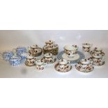 TWO MINTON CHINA 'HARDWICK' PATTERN BLUE AND WHITE TEAPOT, MILK JUG AND SUCRIER AND COVER, AND A R &