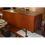 DALESCRAFT, CIRCA 1960's TEAKWOOD DINING ROOM SUITE, COMPRISING; OF A LONG LOW SIDEBOARD,