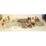 ROYAL WORCESTER 'EVESHAM' PATTERN OVAL BAKING TRAY, MISC POTTERY AND CHINA INCLUDING FISH SHAPED