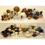 1930's PART TEA SET AND A QUANTITY OF OTHER MODERN CHINA WARES AND A NUMBER OF CATS, DOGS AND