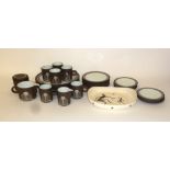 TWENTY ONE PIECE HORNSEA POTTERY 'IMPACT' COFFEE SERVICE FOR SIX PERSONS, FIVE MATCHING PLATES AND A