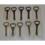 COLLECTION OF NINE CAST METAL ADVERTISING BOTTLE OPENERS, SCHWEPPES (X2), GAYMERS MACKESON (X3),