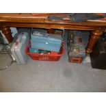 A GARDEN VAC ELECTRIC LEAF BLOWER, SUNDRY TOOLS AND TOOL BOXES