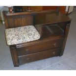 JACOBEAN STYLE OAK TELEPHONE SEAT WITH TWO LONG DRAWERS BELOW