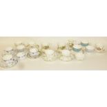 SPECIMEN CHINA TEACUPS AND SAUCERS ETC.... WEDGWOOD 'OBERON' ETC.., ROYAL GRAFTON 'COUNTRY