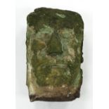 INTERESTING, POSSIBLY CELTIC MEDIEVAL CARVED STONE HEAD, 13" (33cm) high