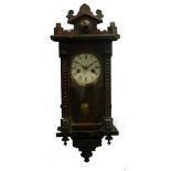 LATE NINETEENTH/EARLY TWENTIETH CENTURY VIENNA STYLE WALL CLOCK, of small proportions, the 4"