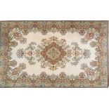 BELGIUM 'ARAKSTAN' DE LUXE PURE NEW WOOL PILE CARPET, of Persian style, the cream field having a