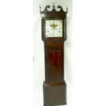 LATE EIGHTEENTH CENTURY MAHOGANY LONGCASE CLOCK, Signed John Wyatt, Altrincham, with Halifax rolling