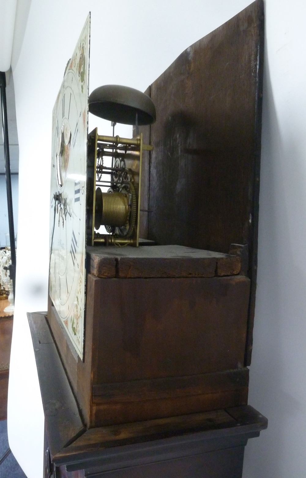 LATE EIGHTEENTH CENTURY MAHOGANY LONGCASE CLOCK, Signed John Wyatt, Altrincham, with Halifax rolling - Image 4 of 5