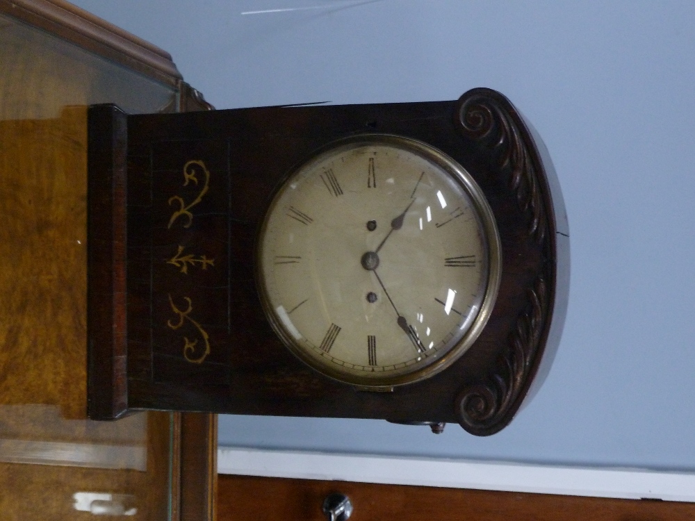 REGENCY BRASS INLAID ROSEWOOD REPEATING MANTEL CLOCK the 8" enamelled Roman dial powered by a twin