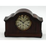 EARLY TWENTIETH CENTURY MAHOGANY CASED MANTEL CLOCK, the 6" Roman dial powered by an eight day