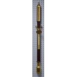 A. COMITTI AND SON. REPRODUCTION MAHOGANY MARINE STICK BAROMETER, of typical form with thermometer