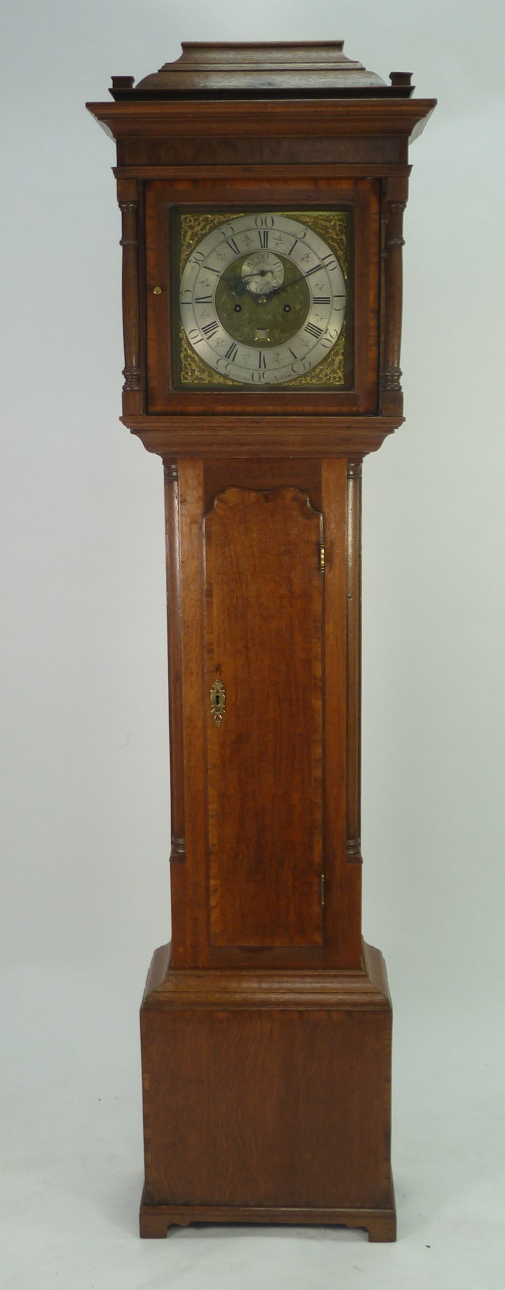 LATE EIGHTEENTH CENTURY MAHOGANY CROSSBANDED OAK LONGCASE CLOCK, signed Benj (ami) n Barlow,