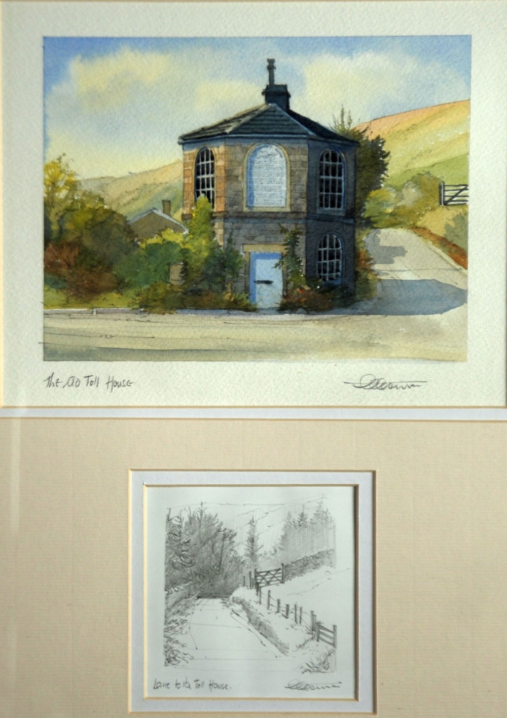 GEOFF COWDEN (TWENTIETH CENTURY) SET OF FOUR WATERCOLOUR DRAWINGS "Town Hall" "Lock on The - Image 4 of 4