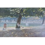 COLIN C. HILTON GOUACHE DRAWING 'Tuileries, Paris' Signed lower right and labelled verso 20" x