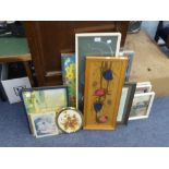 FOUR WATERCOLOUR DRAWINGS SIGNED CLOWES AND TWO OTHER PICTURES INCLUDING ONE SIGNED ANN HUDSON