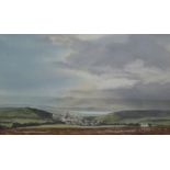 Parker. A, Coates. 20th century Watercolour "Approaching storm, Purbeck." Singed and dated 1987,