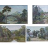 G J GIBBS (Early 20th Century) THREE WATERCOLOURS 'Sulby, Isle of Man' and two Lancashire landscapes