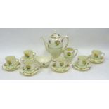 ROYAL DOULTON CHINA COFFEE SERVICE OF 15 PIECES, PRINTED WITH BOUQUETS OF FLOWERS