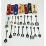 A COLLECTION OF ELECTROPLATE AND ENAMELLED SOUVENIR SPOONS