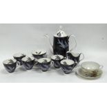 ROYAL ALBERT BONE CHINA 'NIGHT AND DAY' COFFEE SET OF SIX PERSONS