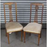 PAIR OF EDWARDIAN SIDE CHAIRS. HEIGHT 103CM.