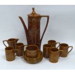 A PORTMERION 'TOTEM' TOFFEE GLAZED COFFEE SET FOR SIX PERSONS